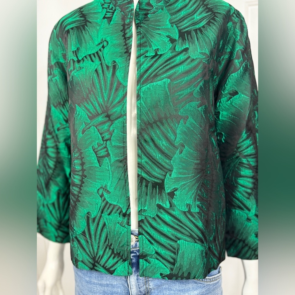 Caroline rose Elegant Green embroidered Women's Jacket K-31 - Picture 4 of 14